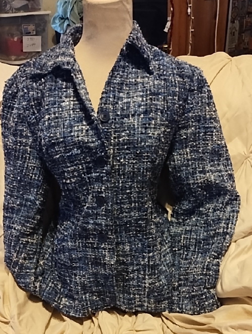 Coldwater Creek Blue Multi Tweed Blazer